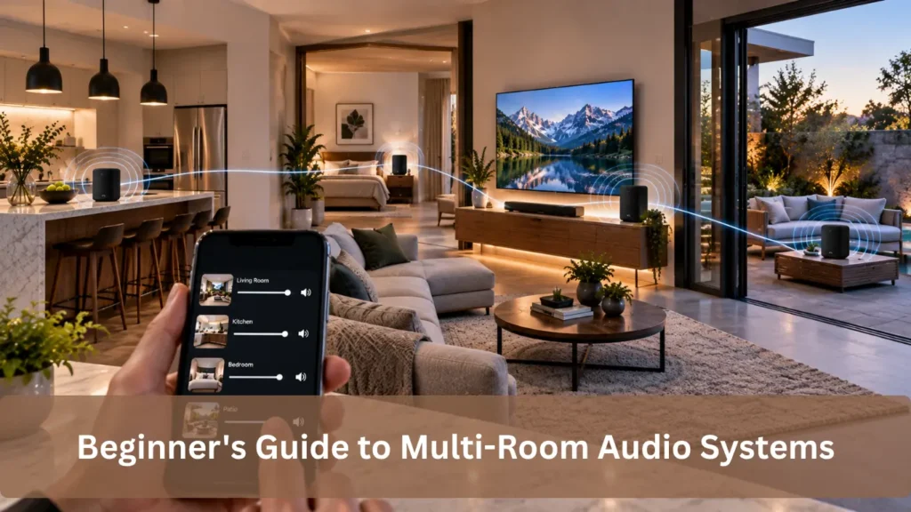 Multi-Room Audio system connecting speakers across a modern home
